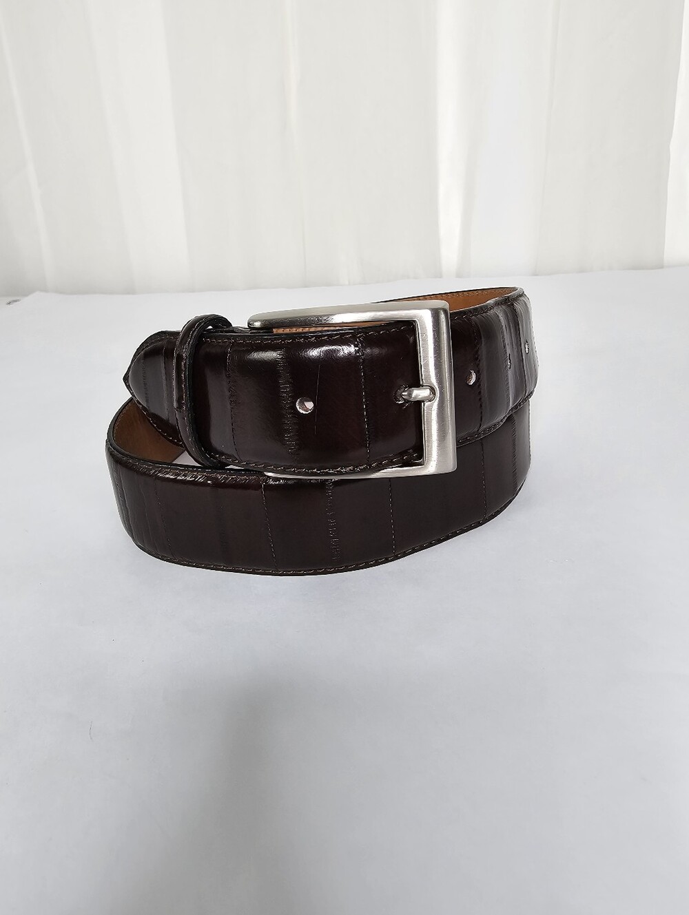 Canali Genuine Eel Skin Luxury Belt Espresso Brown Vera Anguilla - Exotic